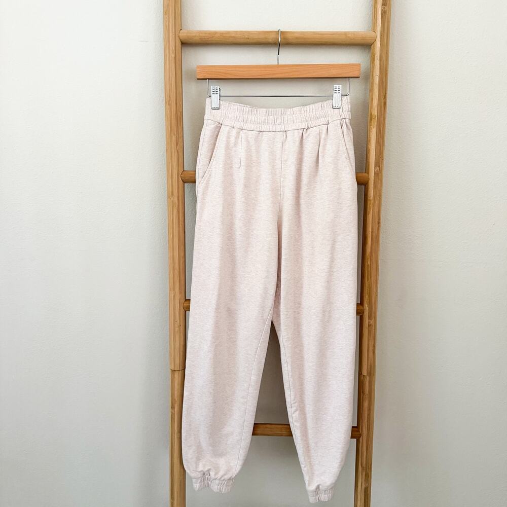 Varley Women’s Small Beige Jogger Sweatpants Cotton Blend Elastic Waist Pockets